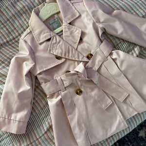 Light baby pink baby coat with tie belt